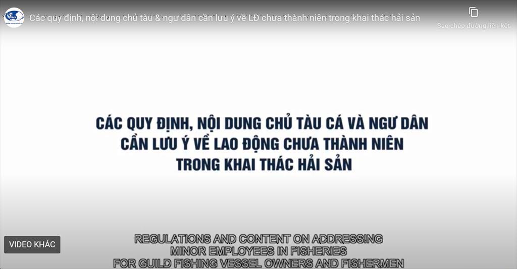 [Video] Các quy định, nội dung chủ tàu  ngư dân cần lưu ý về LĐ chưa thành niên trong khai thác hải sản