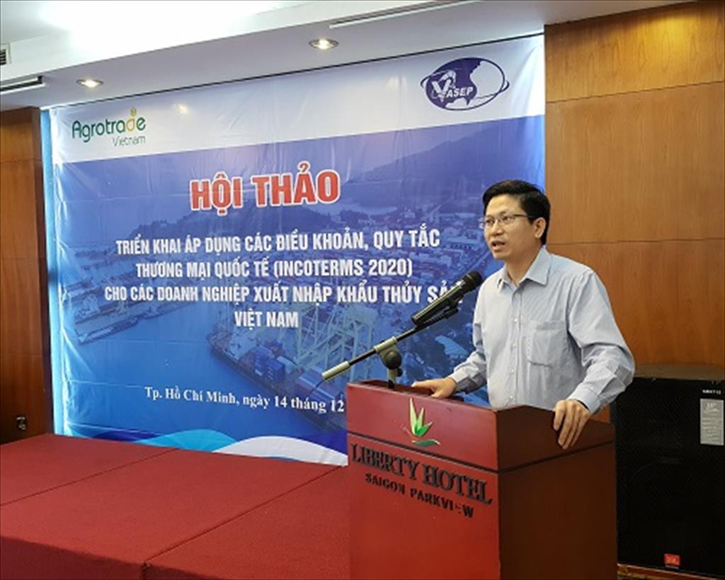 Ảnh Hội thảo tập huấn: Triển khai áp dụng các điều khoản, quy tắc thương mại quốc tế (Incoterms 2020) cho các DN xuất nhập khẩu thủy sản Việt Nam