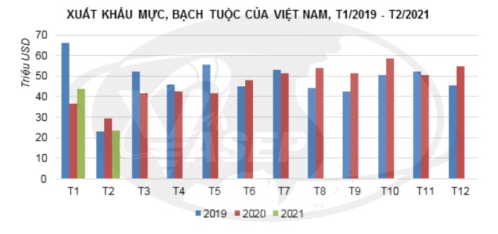 Xuất khẩu mực, bạch tuộc tăng 1,9% trong 2 tháng đầu năm