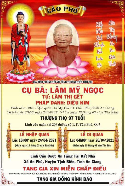 TIN BUỒN: Cụ thân mẫu bà Trương Thị Lệ Khanh – Phó Chủ tịch Hiệp hội VASEP, từ trần