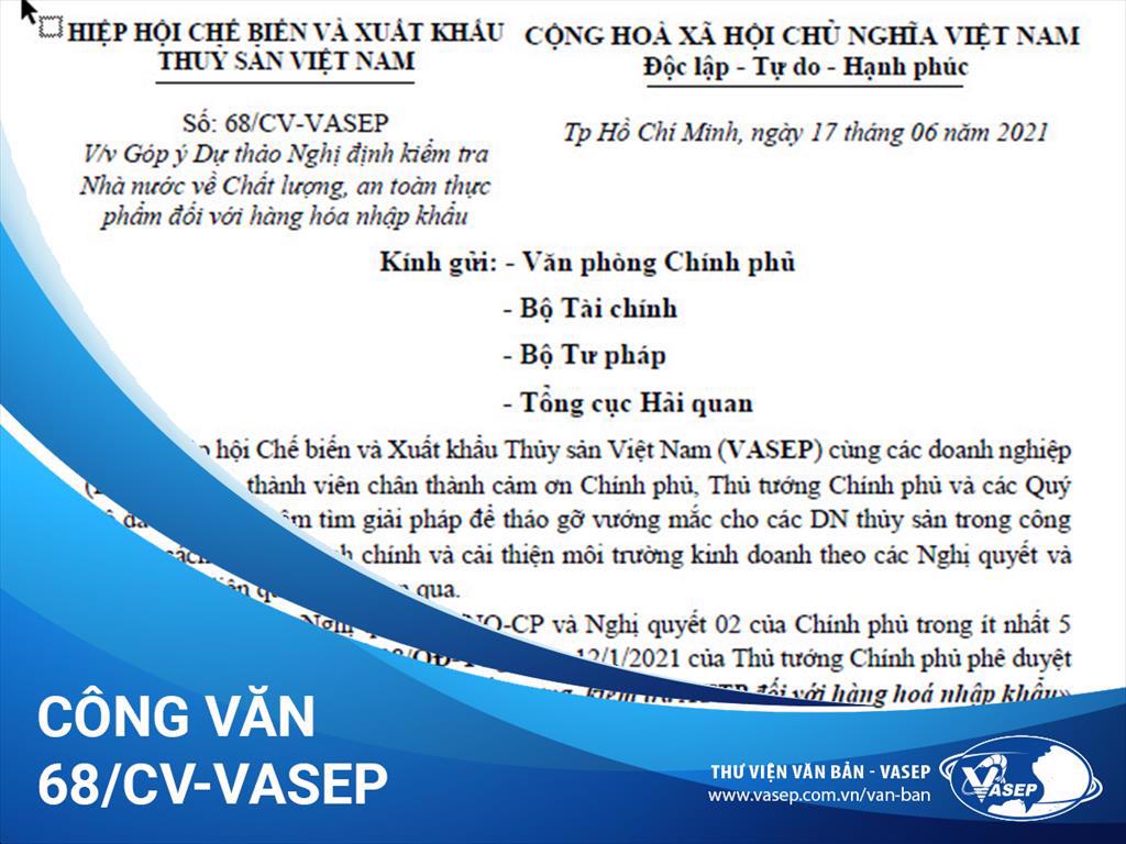 VASEP góp ý Dự thảo Nghị định kiểm tra Nhà nước về Chất lượng, ATTP đối với hàng hóa nhập khẩu