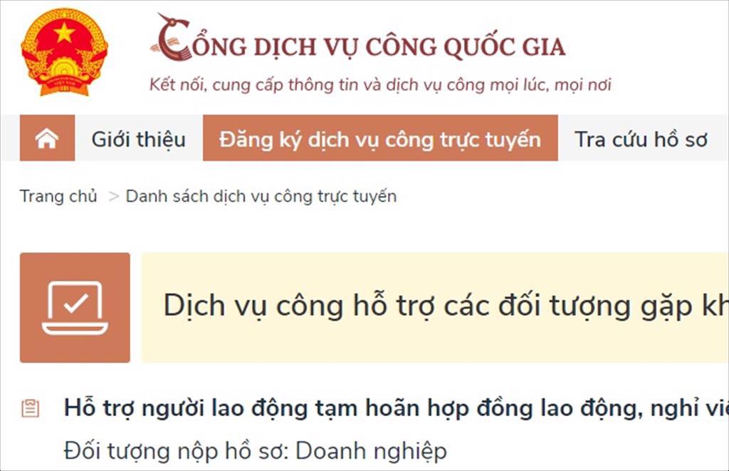 Dịch vụ công hỗ trợ các đối tượng gặp khó khăn do đại dịch COVID-19