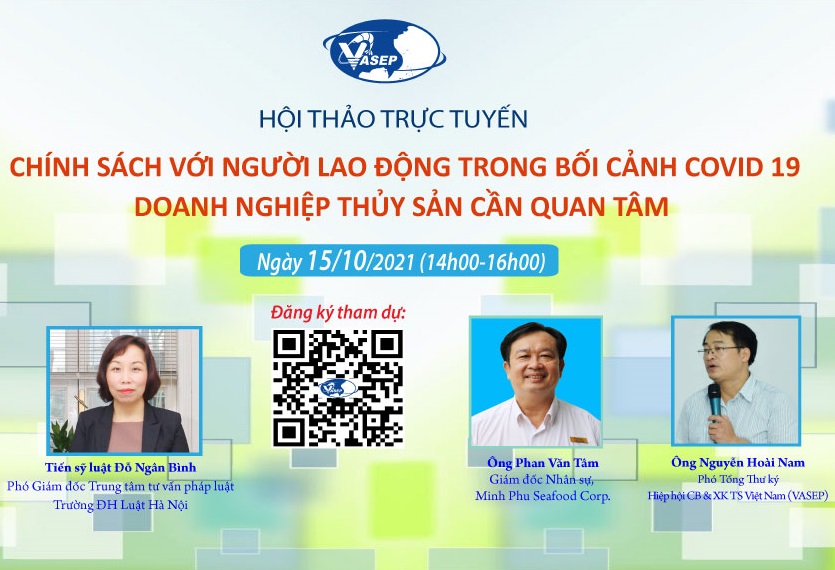 Mời tham dự hội thảo: Chính sách với Người lao động trong bối cảnh Covid 19 – Doanh nghiệp thủy sản cần quan tâm