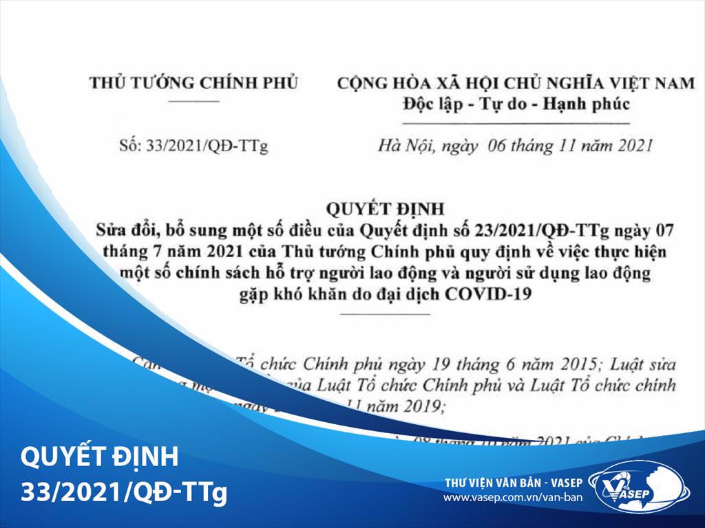 Sửa Quyết định 23/2021/QĐ-TTg về hỗ trợ người lao động, NSDLĐ khó khăn do Covid-19