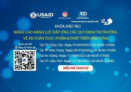 Mời tham dự khóa tập huấn Nâng cao năng lực đáp ứng các quy định thị trường về an toàn thực phẩm  phát triển bền vững