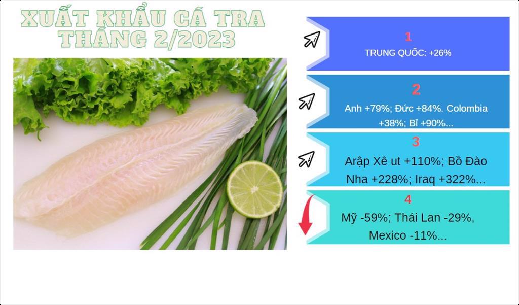 Tháng 22023, nhiều thị trường tăng nhập khẩu cá tra
