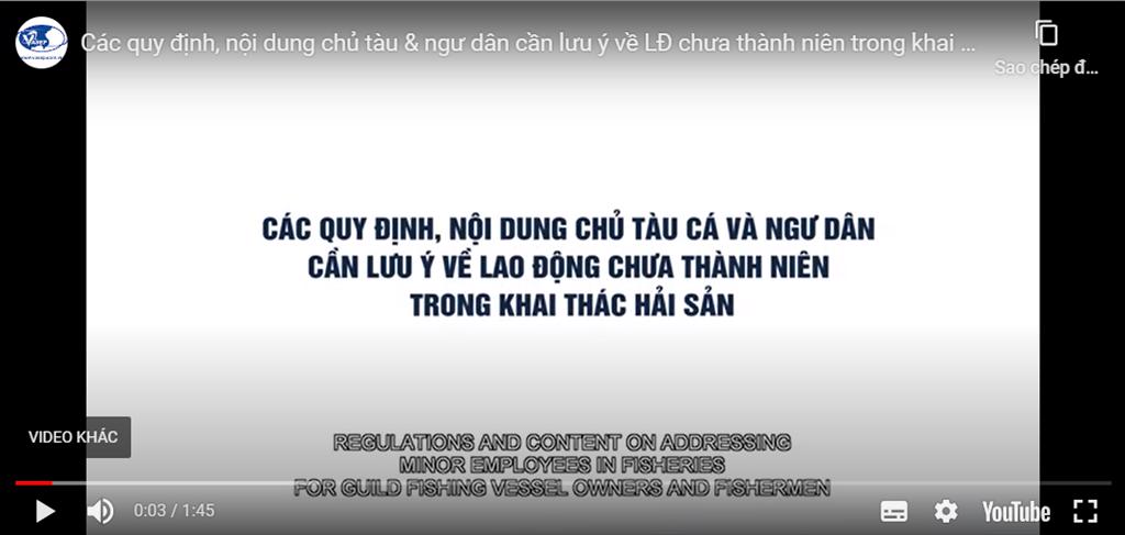 [Video] Các quy định, nội dung chủ tàu  ngư dân cần lưu ý về lao động chưa thành niên trong khai thác hải sản