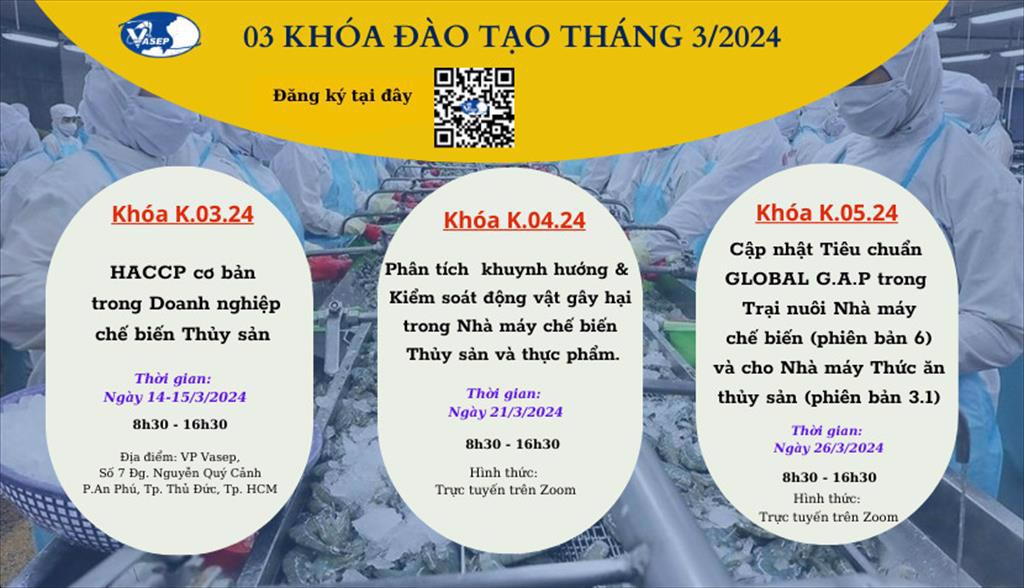 Mời tham dự 03 khóa đào tạo do VASEP tổ chức trong tháng 32024