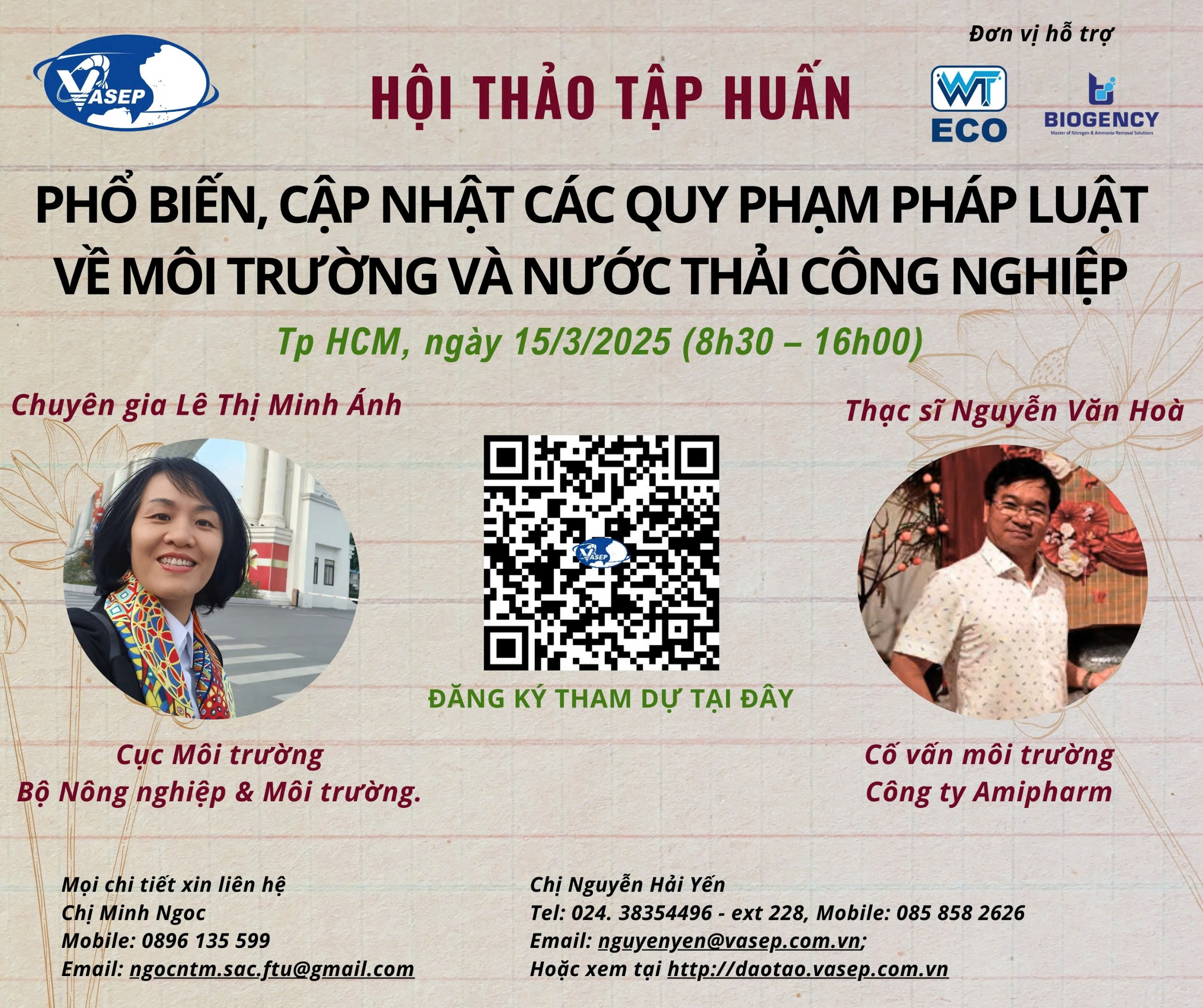 Chương trình Hội thảo tập huấn Phổ biến, cập nhật các quy phạm pháp luật về môi trường và nước thải công nghiệp