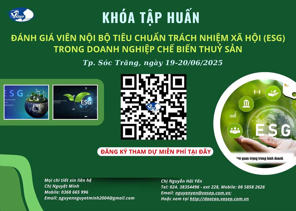 Khóa tập huấn Đánh giá viên nội bộ tiêu chuẩn trách nhiệm xã hội (ESG) trong DN CBTS