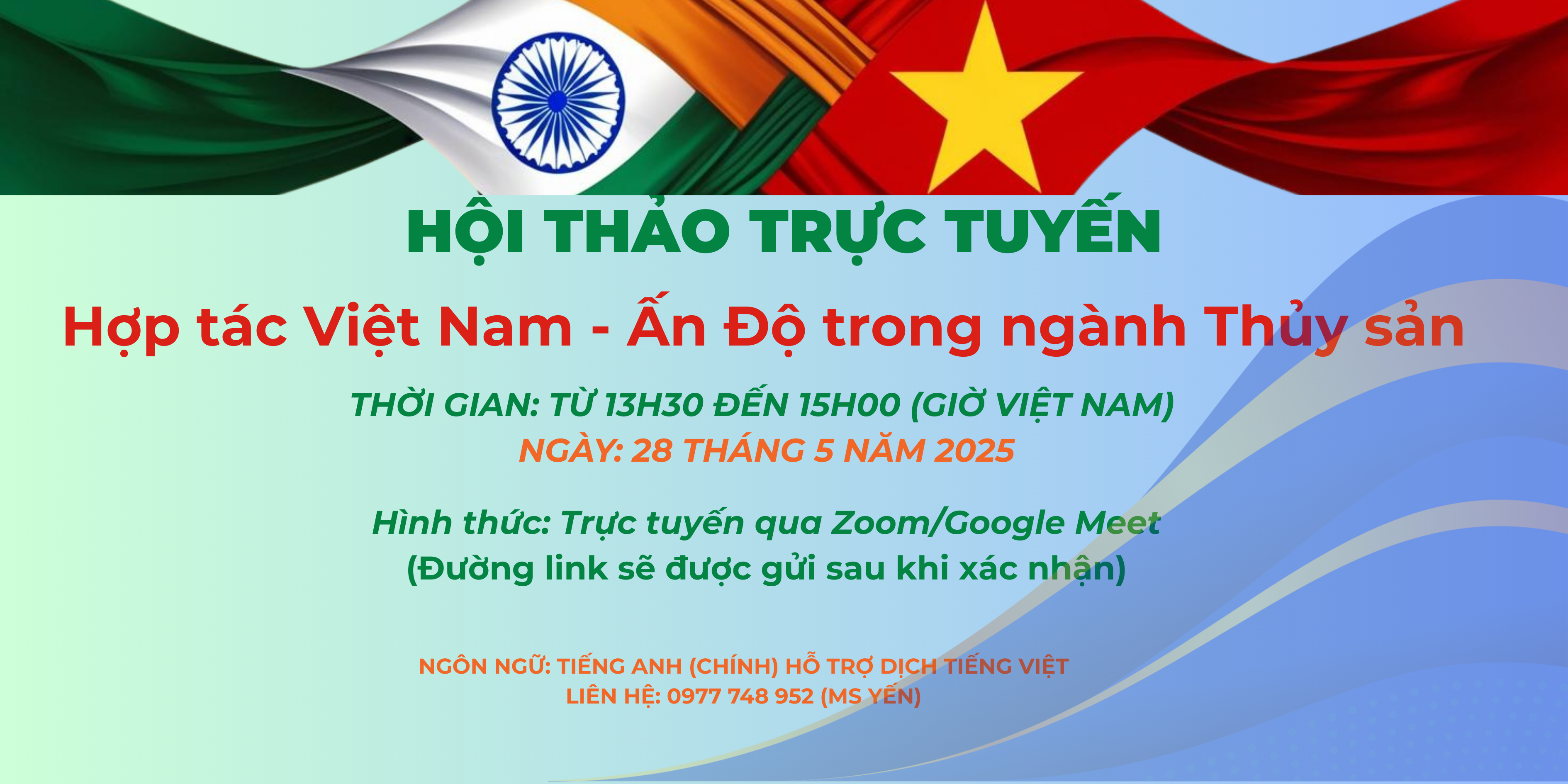 Mời tham dự hội thảo trực tuyến “Hợp tác Việt Nam - Ấn Độ trong ngành Thủy sản