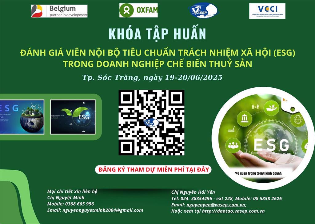 Khóa tập huấn Đánh giá viên nội bộ tiêu chuẩn trách nhiệm xã hội (ESG) trong DN CBTS