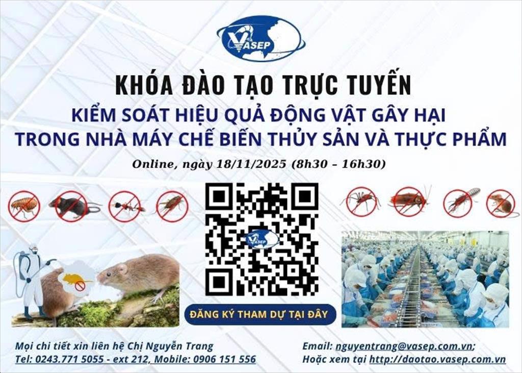 Khóa tập huấn Kiểm soát hiệu quả động vật gây hại trong nhà máy chế biến thủy sản và thực phẩm