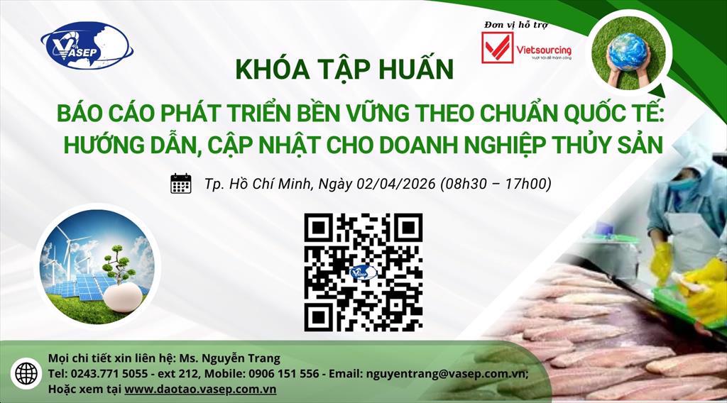 Khóa tập huấn Báo cáo phát triển bền vững theo chuẩn quốc tế Hướng dẫn, cập nhật cho doanh nghiệp thủy sản