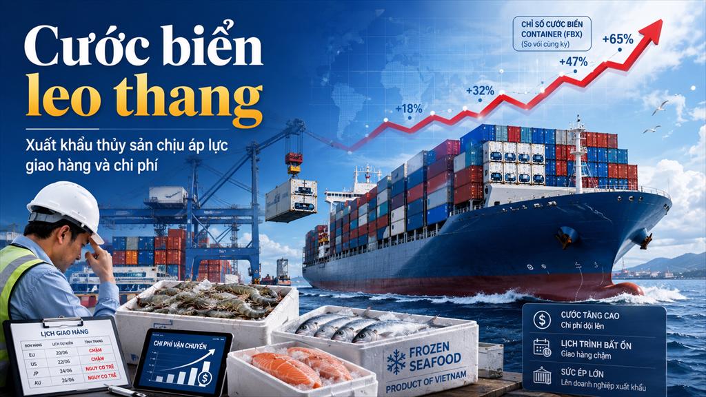 Cước biển leo thang, xuất khẩu thủy sản đối mặt áp lực giao hàng và chi phí