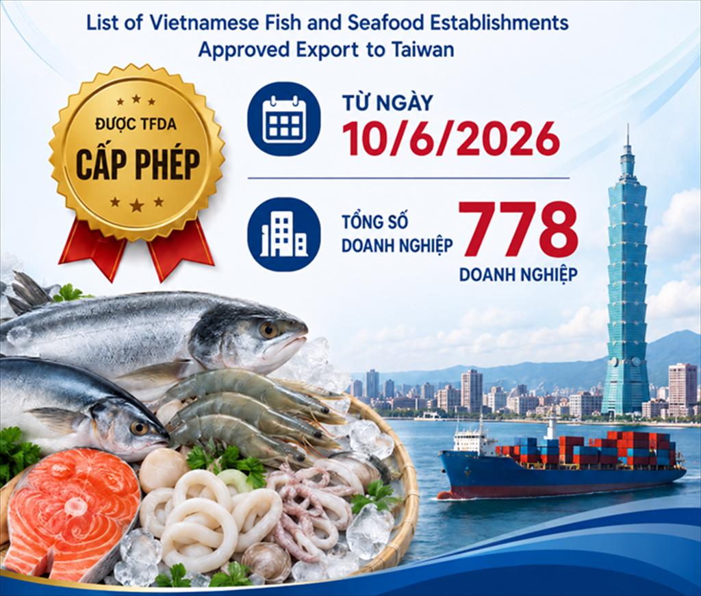 Đài Loan phê chuẩn và cập nhật Danh sách DN thủy sản Việt Nam được phép xuất khẩu vào Đài Loan