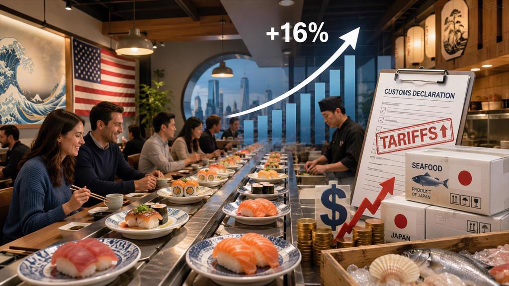 Chuỗi sushi Nhật tại Mỹ tăng doanh số 16% nhưng chịu sức ép từ thuế quan nhập khẩu