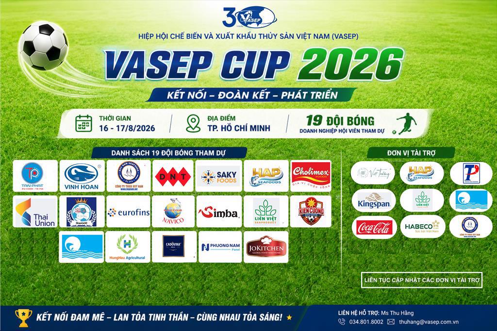 VASEP CUP 2026 chính thức quy tụ 19 đội bóng doanh nghiệp hội viên