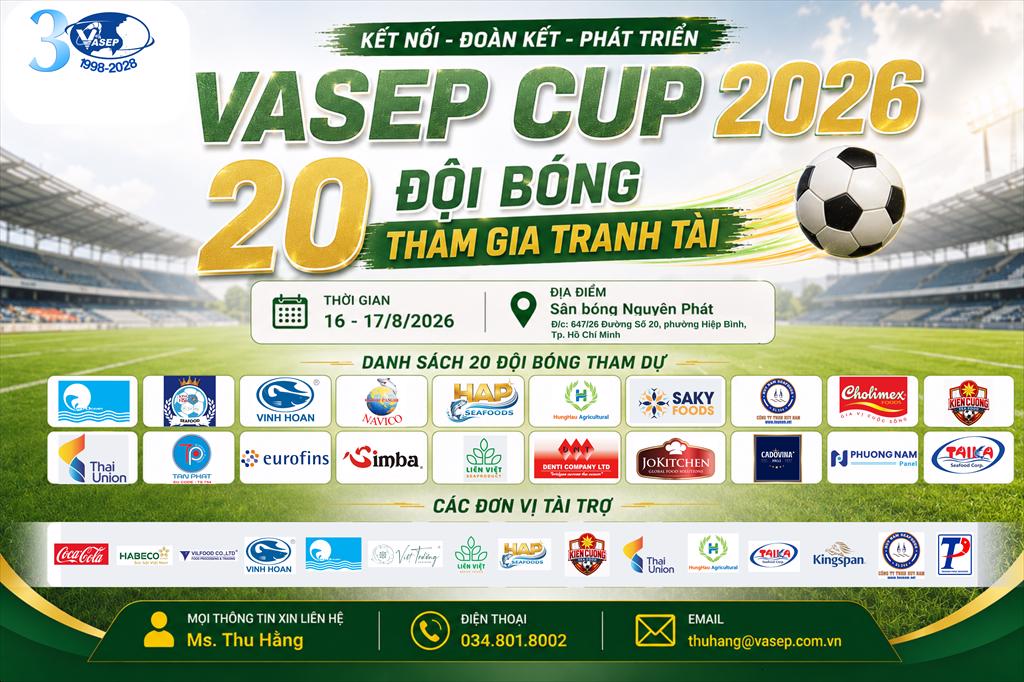 VASEP CUP 2026 20 đội bóng doanh nghiệp hội viên sẵn sàng tranh tài 