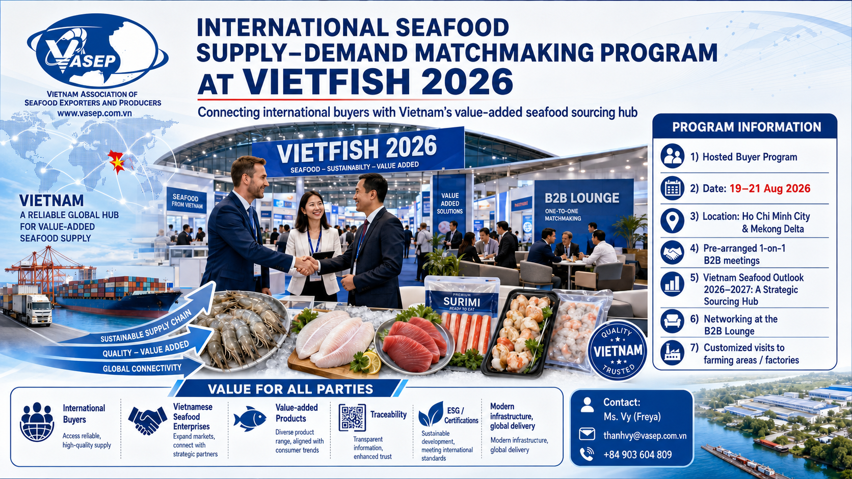 Vietfish 2026 Hosted Buyer Program connecting international buyers with Vietnams value-added seafood supply hub