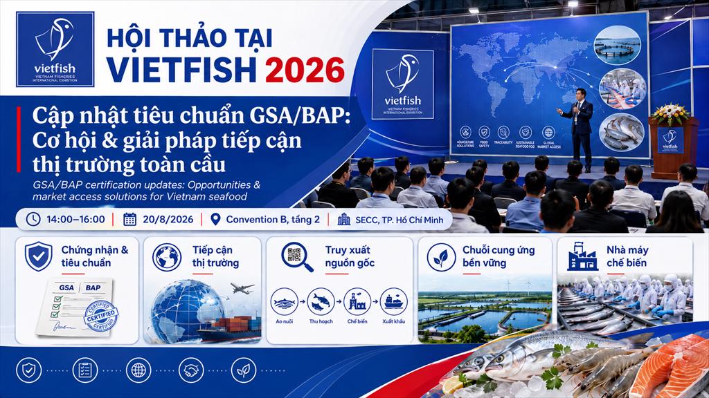 Hội thảo tại Vietfish 2026 Cập nhật tiêu chuẩn GSABAP và giải pháp tiếp cận thị trường toàn cầu