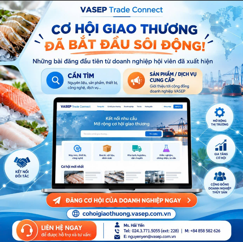 VASEP chính thức vận hành Cổng Cơ hội giao thương – Mở rộng kết nối, thúc đẩy hợp tác trong cộng đồng doanh nghiệp thủy sản