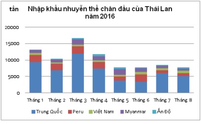 Giá nhập khẩu nhuyễn thể chân đầu của Thái Lan tăng