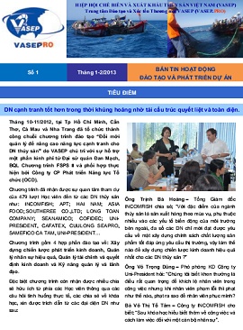 Bản tin hoạt động đào tạo và phát triển dự án số 1 - tháng 1-2/2013