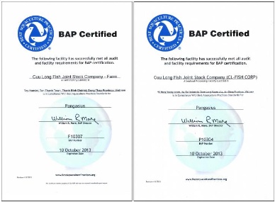 CL-Fish Corp gets BAP certificate for panga farm, plant