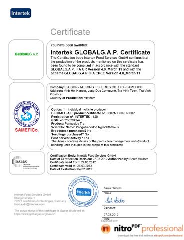 SAMEFICO’s pangasius hatcheries granted GlobalGAP certificate