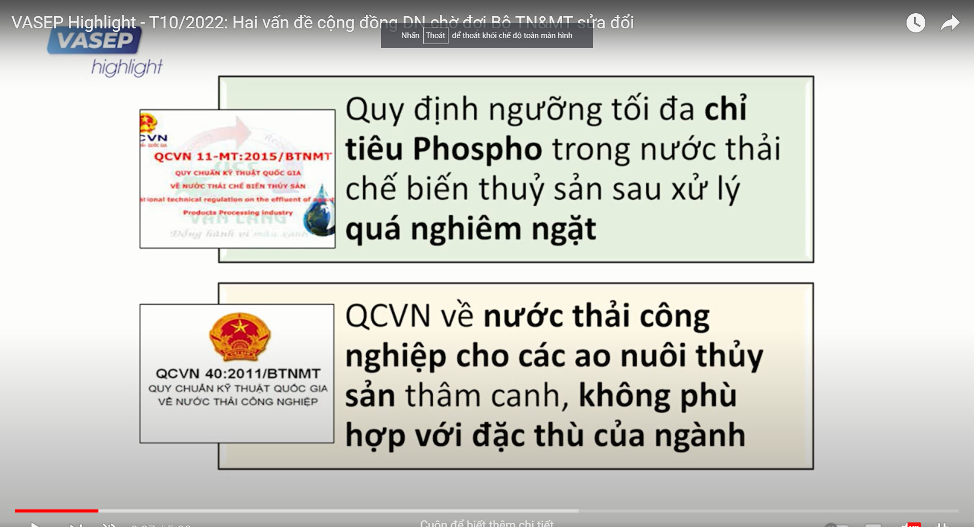 VASEP Highlight - T102022 Hai vấn đề cộng đồng DN chờ đợi Bộ TNMT sửa đổi