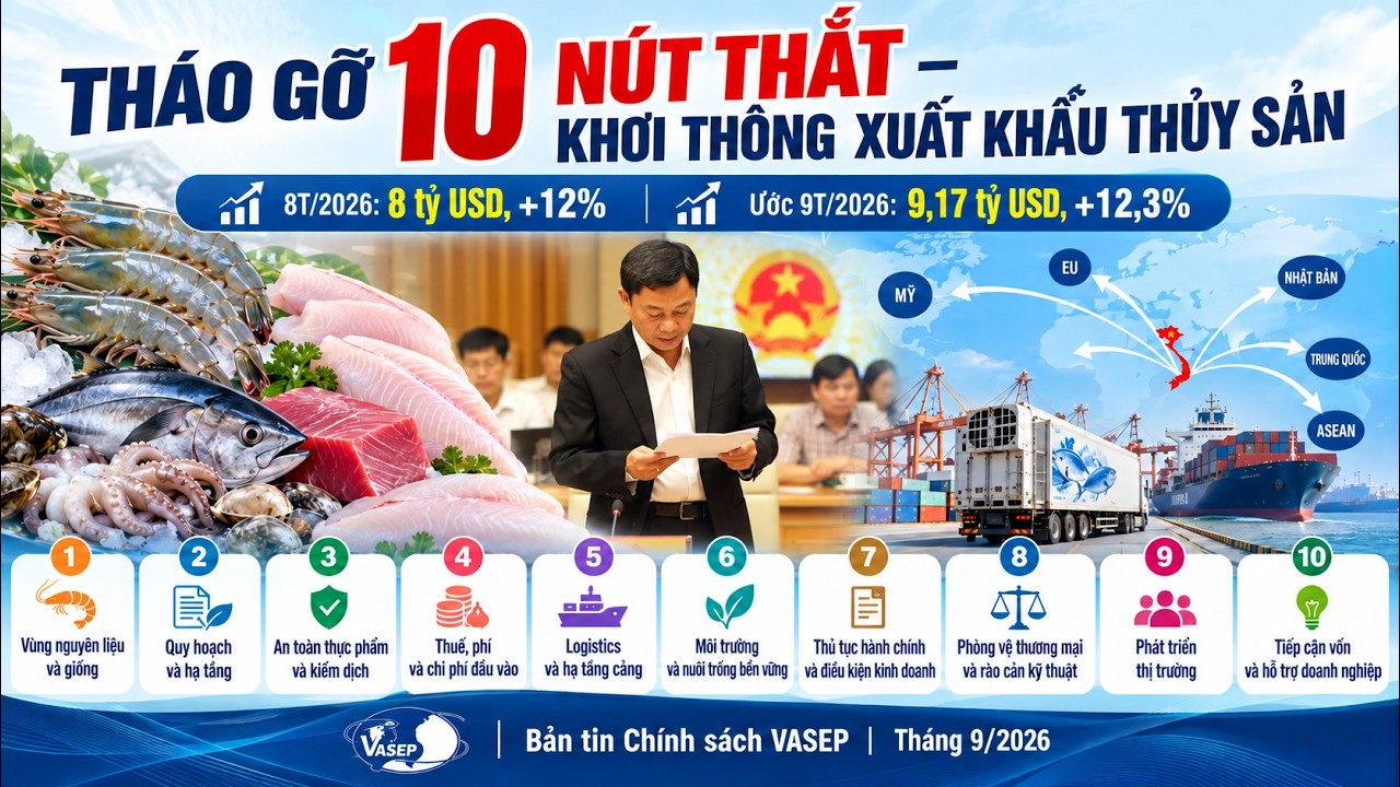  VASEP kiến nghị Chính phủ tháo gỡ nút thắt từ vùng nguyên liệu đến thị trường XK 