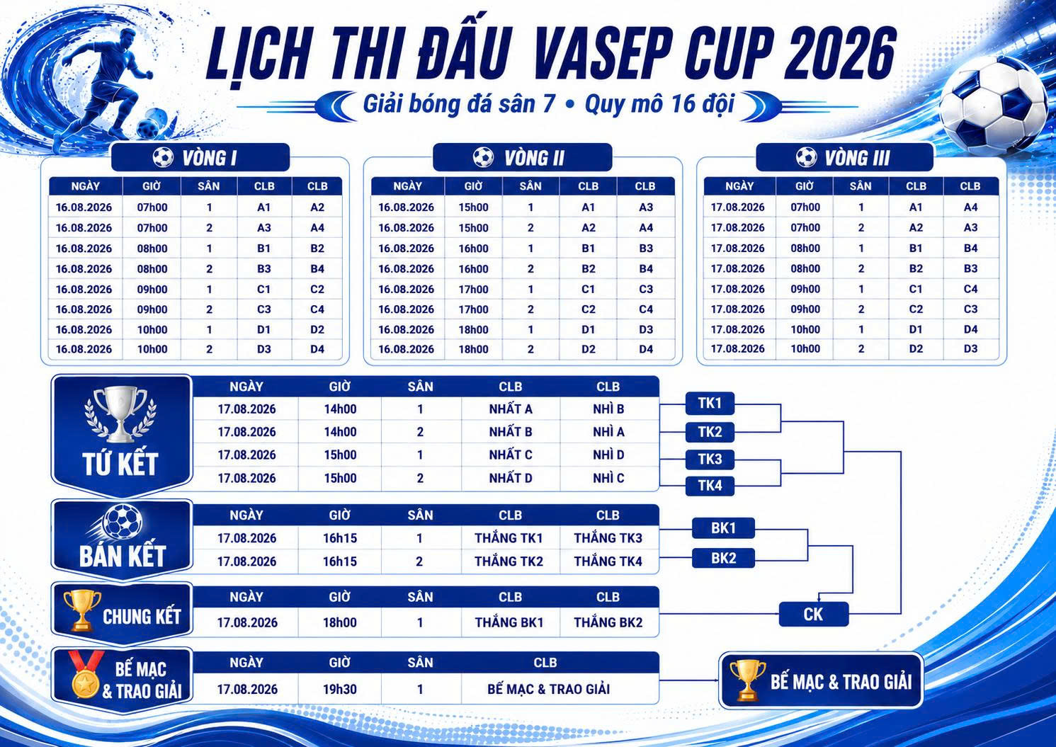 Lịch thi đấu VASEP Cup